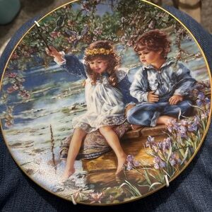 Decorative Plate with Children by the Lake